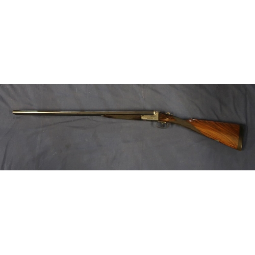 446 - Unnamed 12 bore side by side shotgun with 28 inch barrels and 15 1/4 inch straight through stock, se... 