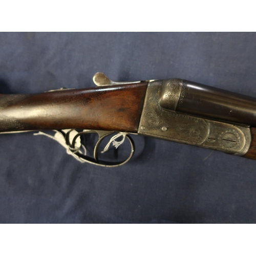 448 - Ugartechea 12 bore side by side shotgun with 28 inch barrels, choke 1/4 & Full, with 14 1/2 in strai... 