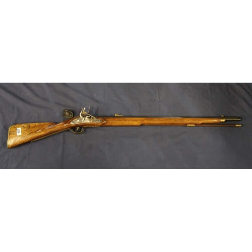 455 - Indian made black powder flint lock musket with 32 inch first stage octagonal barrel with brass moun... 