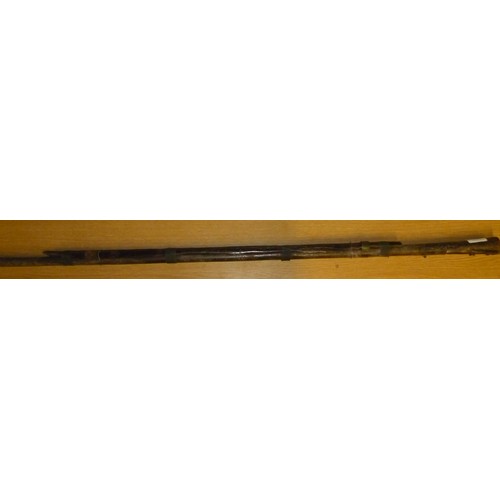 101 - Eastern match lock gun in parts with 45inch barrel with fixed fore and after sight, stock (A/F)