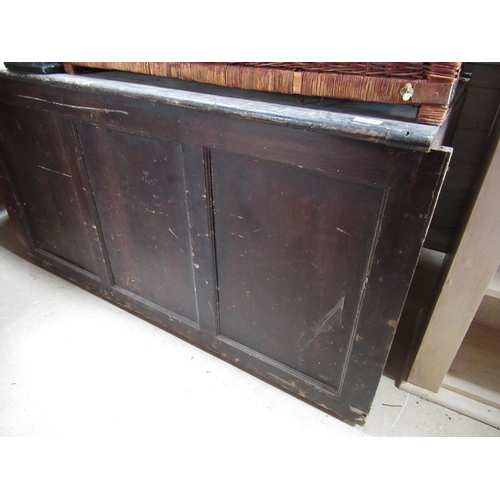 468 - Victorian stained pine panelled storage box with hinged top W127cm D52cm H66cm