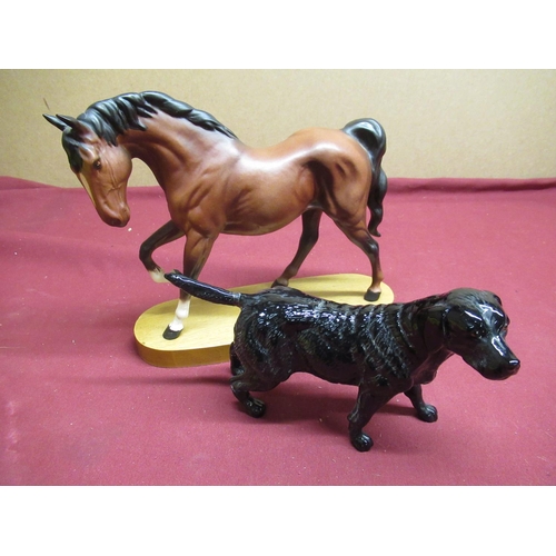 476 - Beswick Spirit of Freedom model of a chestnut horse, on stained beech plinth, H20cm, and a Royal Dou... 