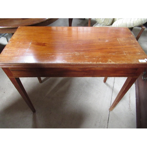 487 - 19th Century mahogany fold-over tea table , on square tapering legs W.89.5cm x D.43.5 x H.73cm