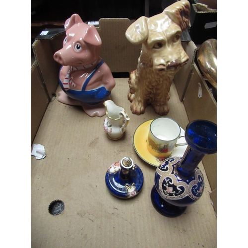 498 - Wade NatWest piggy bank, a Sylvac terrier impressed number 1379, a Doulton coffee can & saucer decor... 