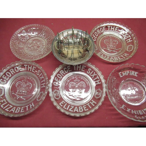 40 - 1938 Empire Exhibition, Glasgow, souvenir glass plate, three Geo.VI & Queen Elizabeth 1937 coronatio... 