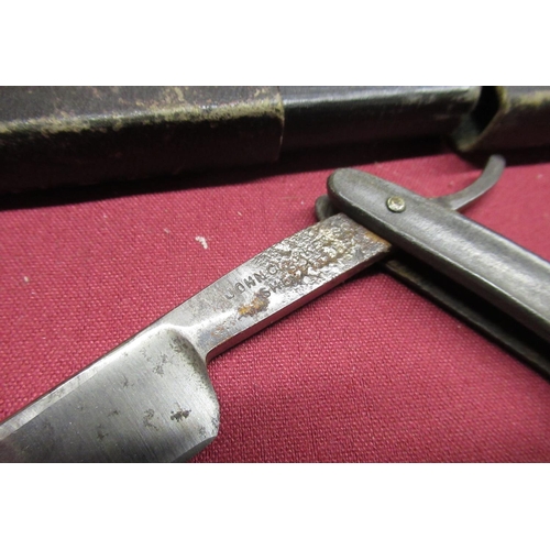 451 - Boxed cut-throat razor by John Clarke & Son, Sheffield, German cased cut-throat razor, Cropp of Hamb... 