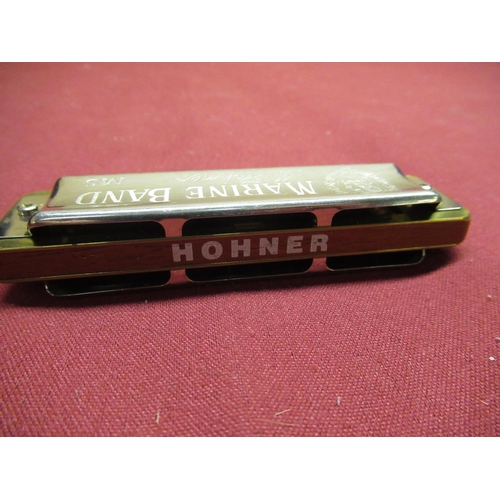 146 - Part set of Hohner Blues Band harmonicas, lacking one in zip case (6) and two Hohner Blues Harp harm... 