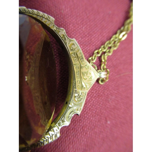 156 - Edwardian 9ct gold hallmarked mounted spinning citrine fob, London 1901 makers mark W.O, gold plated... 