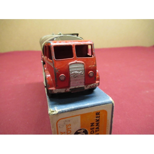 20 - Dinky Supertoys Foden 14-Ton Tanker 504, 1st Red cab, fawn tank with later decals, in original blue ... 