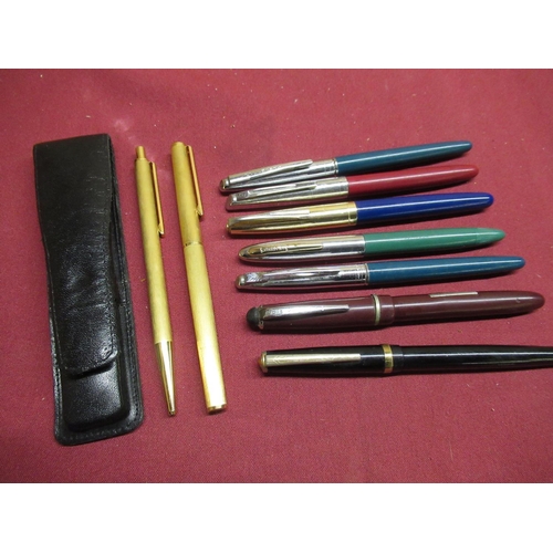 335 - Osmiroid 65 with burgundy Bakelite body, Queensway fountain pen with black Bakelite body and gold pl... 