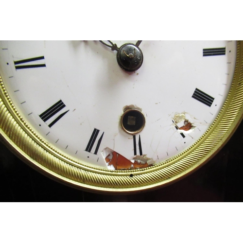 103 - 3/4 19th C French ebonised case with brass stringing white enamel dial, a single train movement stam... 