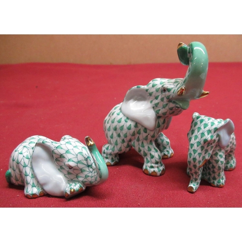 15 - Herend model of a standing Elephant 5266, another baby Elephant 5265, and a resting Elephant 5561, a... 