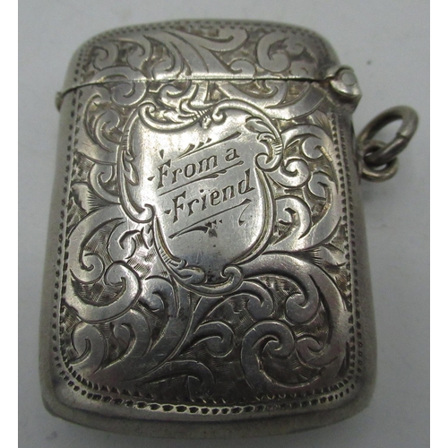 358 - Edw.V11 silver hallmarked vesta case, Birmingham 1904, Geo.V1 cigarette holder in case, Birmingham 1... 