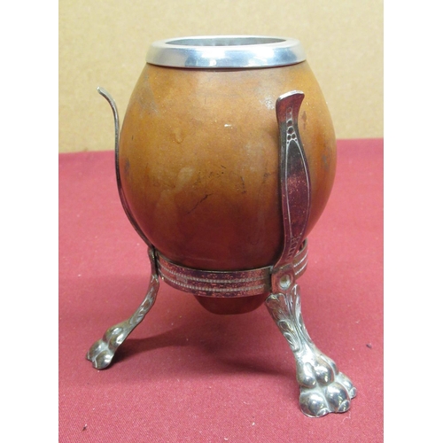 434 - Early 20th C Bombillas stamped Albaca Eberle with gourd, tripod plated mount stamped Eberle