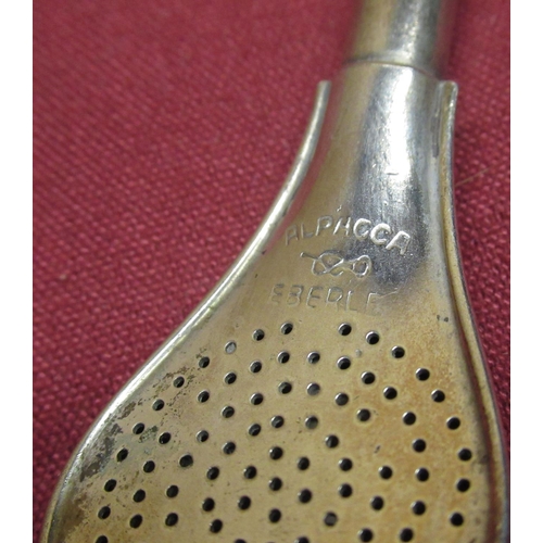 434 - Early 20th C Bombillas stamped Albaca Eberle with gourd, tripod plated mount stamped Eberle