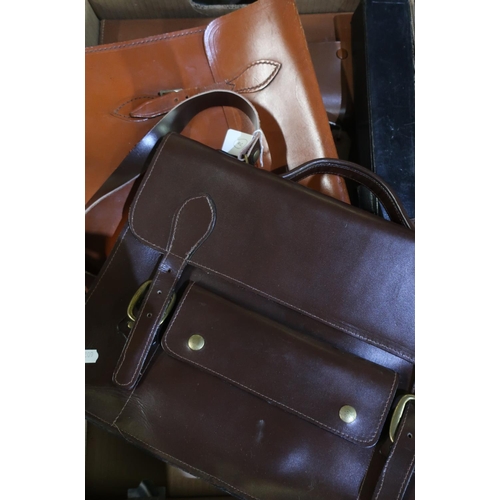 248 - Brown leather satchel/attaché case with shoulder strap, Tatra light tan attaché case, gentleman's tr... 