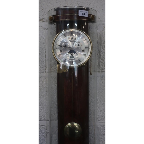 94 - Contemporary BilliB of Knightsbridge wall clock, burr walnut back plate with curved mineral glass en... 