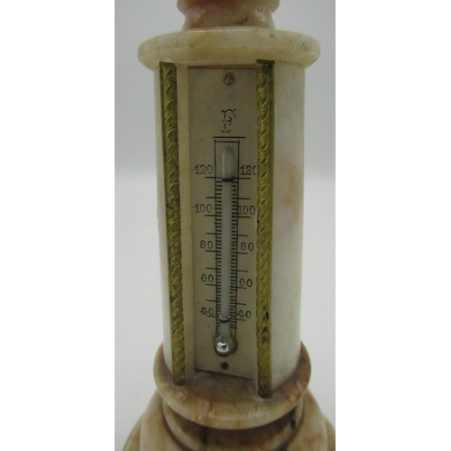 1159 - 19th century Grand Tour alabaster desk thermometer with gilt metal ropetwist decoration, Fahrenheit ... 