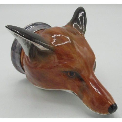 1146 - House of Ashley stirrup cup modelled as a fox mask, with white metal collar, L12.5cm