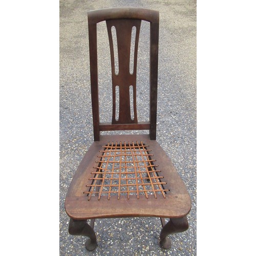 409 - Small 19th C mahogany Pembroke table, with two fall leaves, on slender turned supports, a mid centur... 