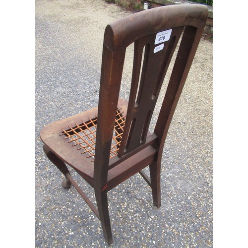 409 - Small 19th C mahogany Pembroke table, with two fall leaves, on slender turned supports, a mid centur... 