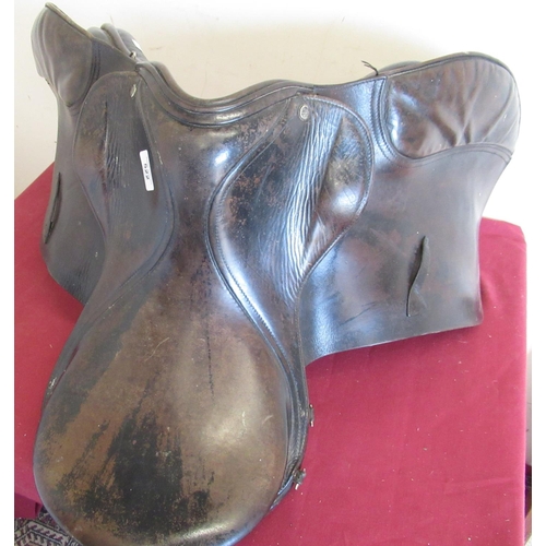 523 - Brown and black leather saddle