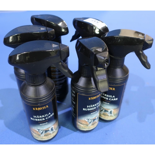 55 - Six new ex-shop stock Harkila rubber care neutral 250ml spray bottles