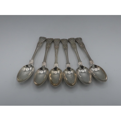 1109 - Set of six Victorian hallmarked silver double struck Kings pattern tea spoons, London 1875 possibly ... 