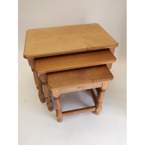 1063 - Andrew Conning Butterfly Furniture - a nest of three occasional tables, moulded rectangular tops wit... 