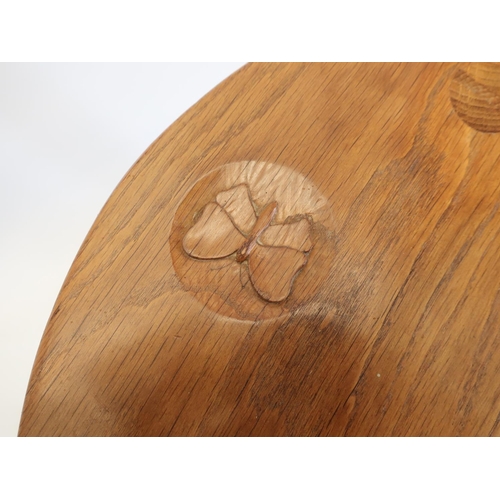 1067 - Andrew Conning Butterfly Furniture - oak stool, adzed kidney shaped top on four octagonal outsplayed... 