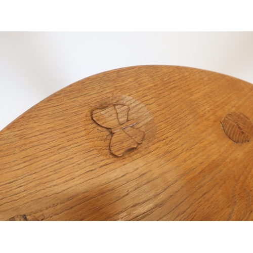 1068 - Andrew Conning Butterfly Furniture - an oak stool, adzed kidney shaped top on four octagonal outspla... 