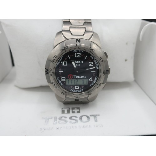 1128 - Tissot Touch sports 2011 smart watch, titanium case on integral bracelet with deployment clasp. Scre... 
