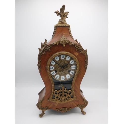 1265 - Louis XV style walnut bracket clock, shaped case with scrolling acanthus leaf mounts, shaped door en... 