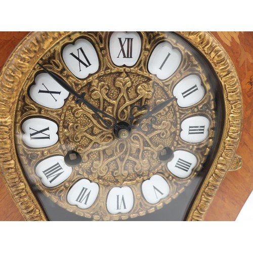 1265 - Louis XV style walnut bracket clock, shaped case with scrolling acanthus leaf mounts, shaped door en... 