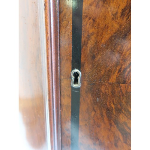 1347 - Unusual Victorian walnut D shaped tall pedestal cupboard, figured veneer door with ebony banding enc... 