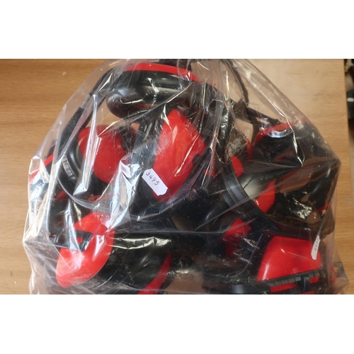 53 - Bag containing 12 pairs of as new red & black ear defenders