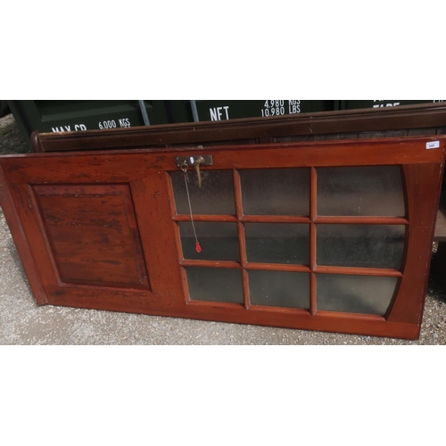 346 - Mahogany interior door with brass lock and key and nine glass panelled frosted windows