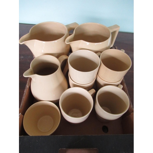 107 - Three Wedgwood Bourn-Vita jugs and seven mugs (10)