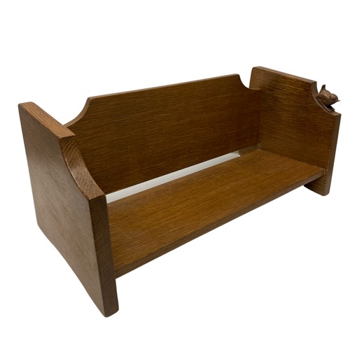 1072 - Bob Wren Man Hunter - an oak book trough, with shaped back and sides, carved with signature wren W31... 
