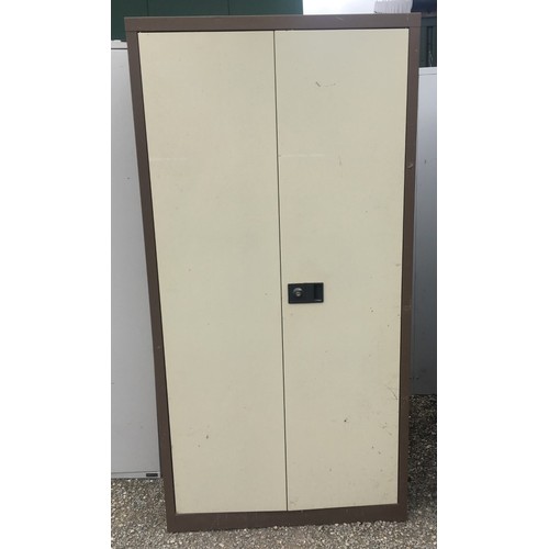 355 - Two door metal cabinet with shelves