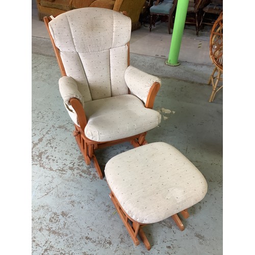 509 - Dutailier upholstered rocking chair and rocking stool