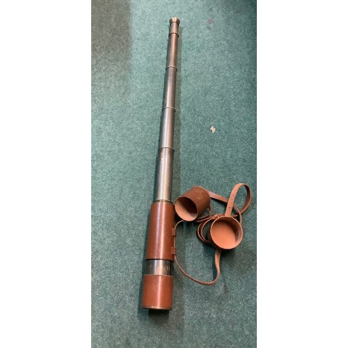 335 - Quality Broadhurst 5 draw field telescope with leather casing