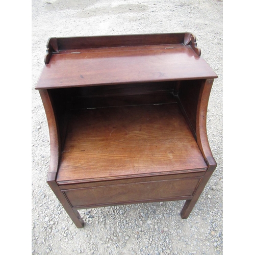 391 - Geo.III mahogany commode with hinged top and  molded front on square supports W56cm D46cm H74cm