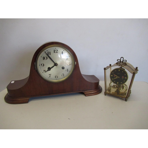 409 - 1930s mahogany cased mantle clock with two-train striking movement on a gong and a Schatz 400 day su... 
