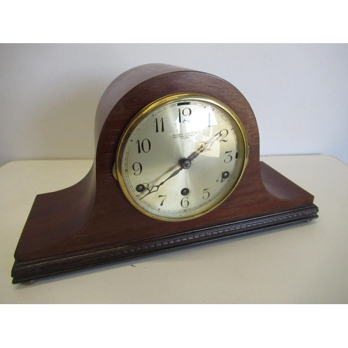 424 - Retailed by Camerer Cuss & Co, 5456 New Oxford St. London 1930s mahogany cased mantel clock, brass b... 