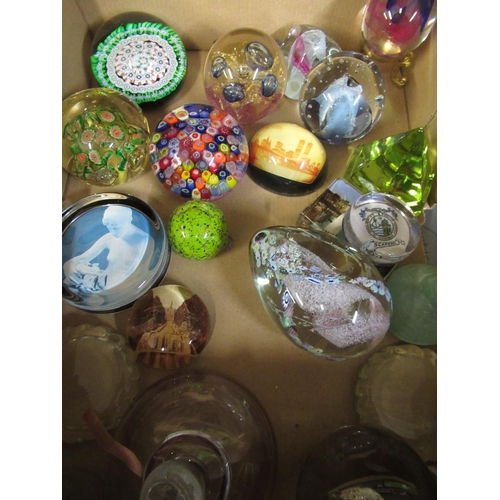 337 - Collection of glass paperweights incl. millefiori cane work design, bubble glass blown design, souve... 