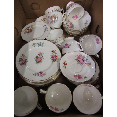 358 - Collection of cups, saucers, serving dishes etc. including Royal Albert Moss Rose, Minton Haddon Hal... 