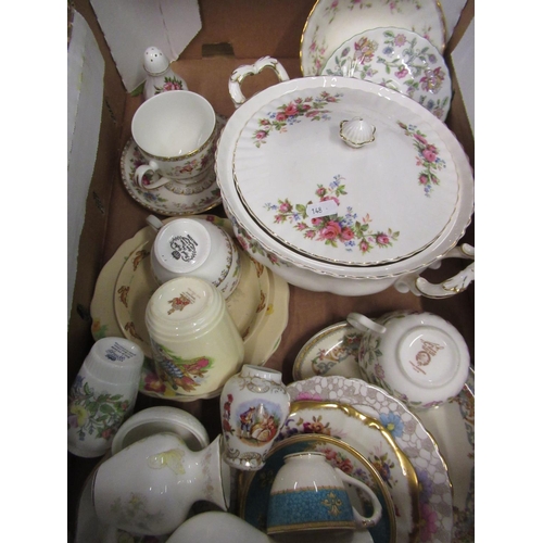 358 - Collection of cups, saucers, serving dishes etc. including Royal Albert Moss Rose, Minton Haddon Hal... 