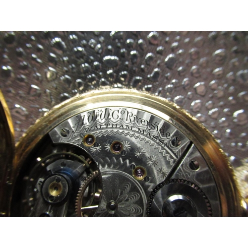 4 - Late 19th C American Waltham Watch Co, Riverside 14K full gold hunter keyless pocket watch, hinged c... 