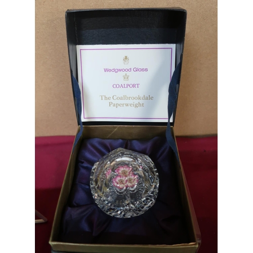 68 - Boxed Stuart Crystal cascade trinket bowl, cut glass paperweight, boxed Tyrone crystal paperweight, ... 